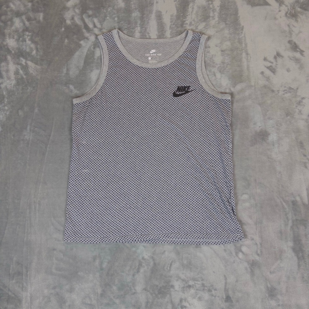 Nike Tank Top Mens Small Grey Polka Dot Athletic Cut Logo 891941-063 Sleeveless